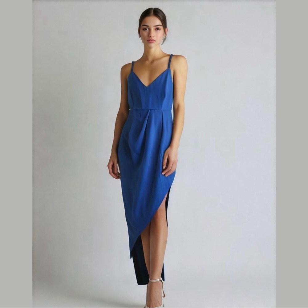 CAROLINE MORGAN V Neck Dress Blue Size 8